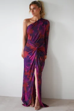 Criselda Bodycon Gathered Maxi Dress | Mixed Print
