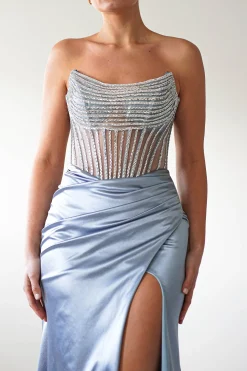 Crystal Bodycon Embellished Gown | Blue