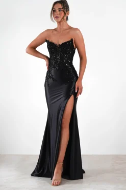 Dallas Luxe Embellished Gown | Black