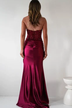 Dallas Luxe Embellished Gown | Dark Wine