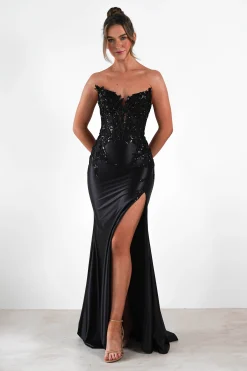 Dallas Luxe Embellished Gown | Black
