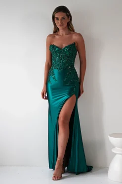 Dallas Luxe Embellished Gown | Emerald Green