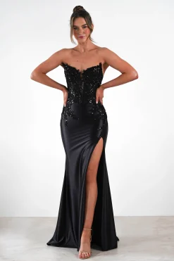 Dallas Luxe Embellished Gown | Black