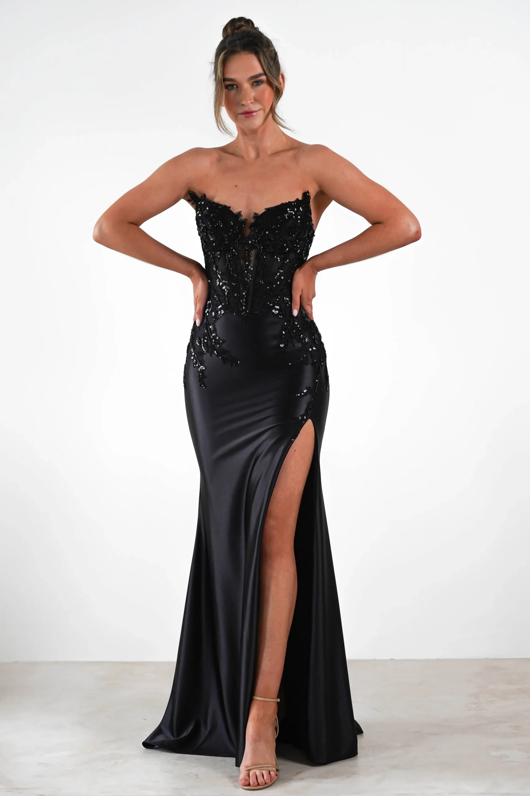 Dallas Luxe Embellished Gown | Black