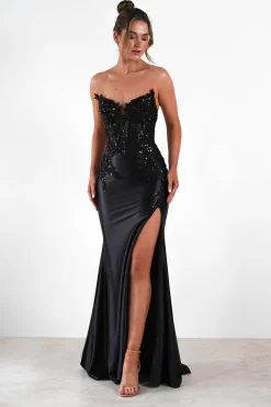 Dallas Luxe Embellished Gown | Black