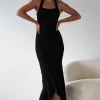 Damaris Textured Midi Dress | Black