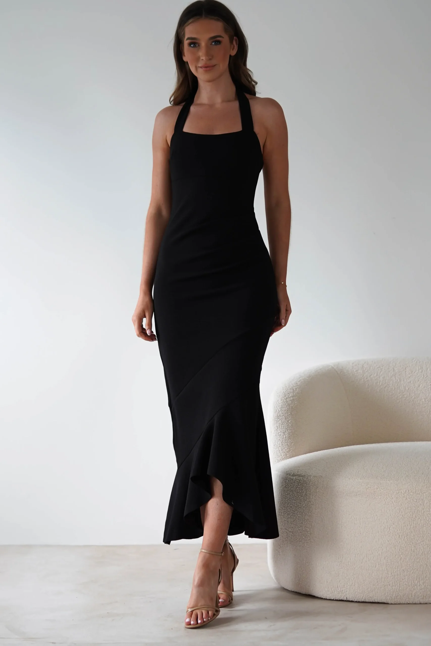 Damaris Textured Midi Dress | Black