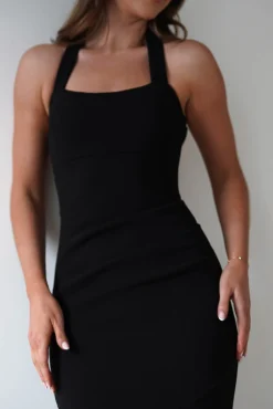Damaris Textured Midi Dress | Black