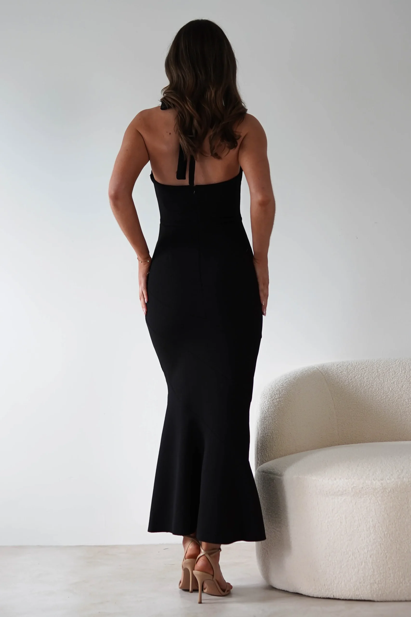 Damaris Textured Midi Dress | Black
