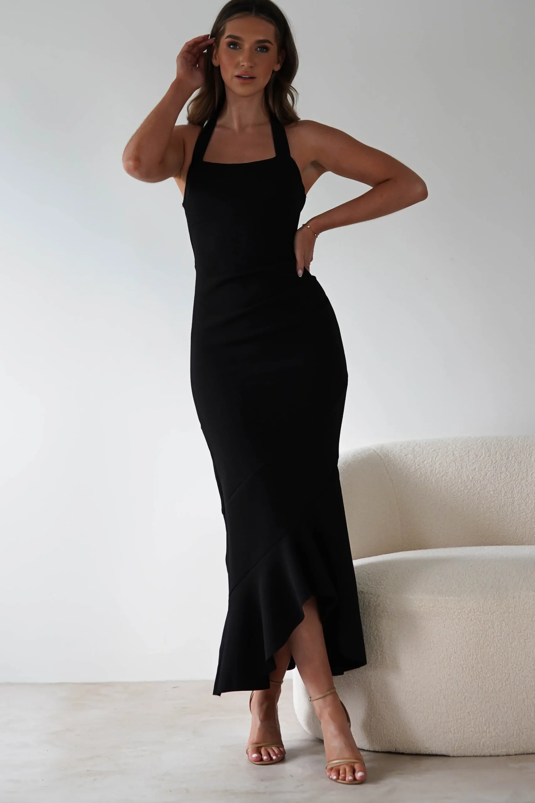 Damaris Textured Midi Dress | Black