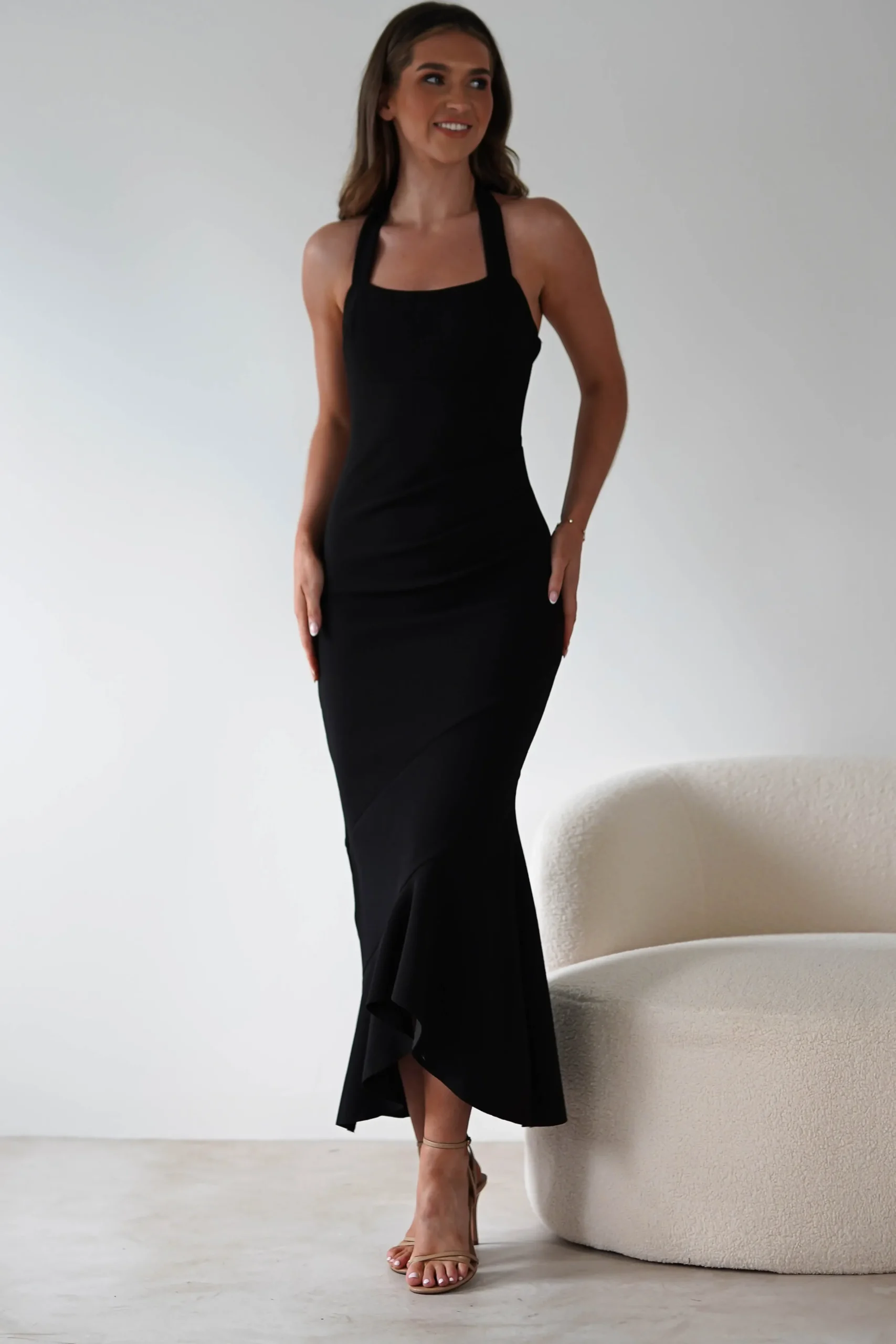 Damaris Textured Midi Dress | Black
