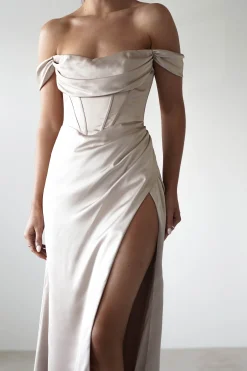 Dionne Soft Coset Maxi Gown | Champagne