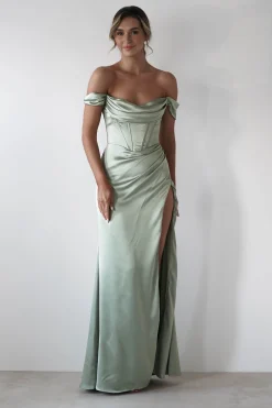 Dionne Soft Coset Maxi Gown | Sage