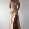 Diva Embellished Corset Gown | Gold