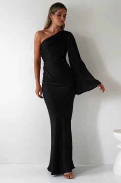 Elegance Silky Maxi Dress | Black