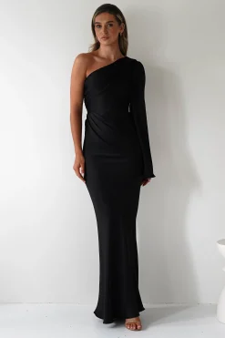 Elegance Silky Maxi Dress | Black