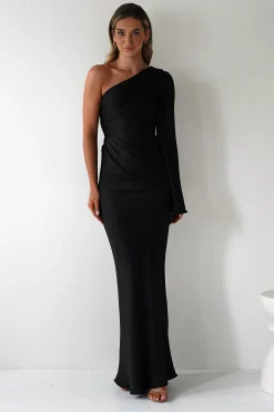 Elegance Silky Maxi Dress | Black