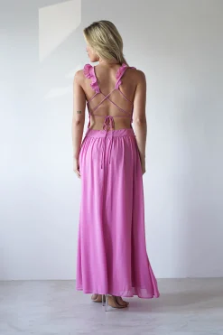 Ellie Ruffle Detail Maxi Dress | Pink
