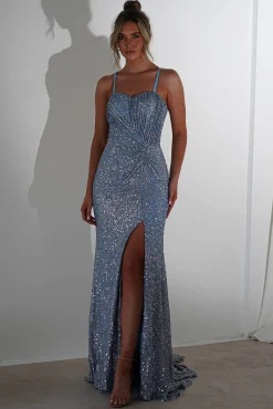 Ember Bodycon Sequin Gown | Slate Blue