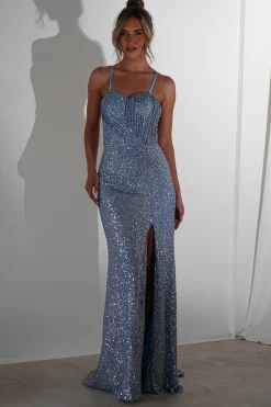 Ember Bodycon Sequin Gown | Slate Blue