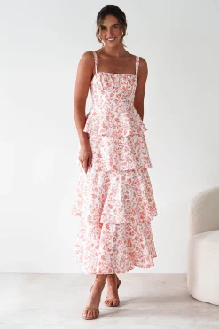 Emily Floral Ruffle Maxi Dress | Orange Print