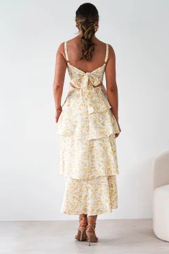 Emily Floral Ruffle Maxi Dress | Yellow Print
