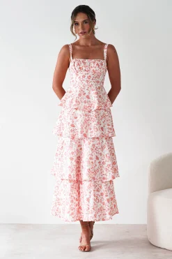 Emily Floral Ruffle Maxi Dress | Orange Print