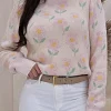 Emma Soft Floral Jumper | Light Pink