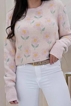 Emma Soft Floral Jumper | Light Pink