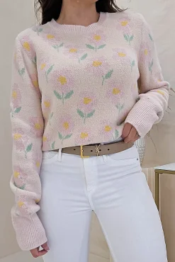 Emma Soft Floral Jumper | Light Pink