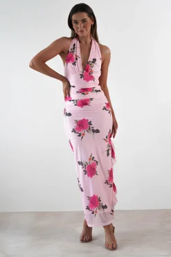 Emmaline Floral Bodycon Maxi Dress | Pink