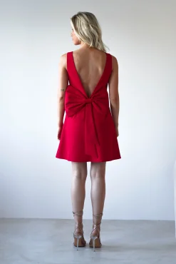 Emmie Bow Back Mini Dress | Red