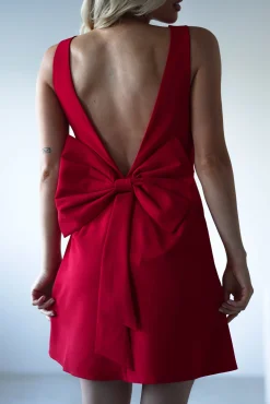 Emmie Bow Back Mini Dress | Red