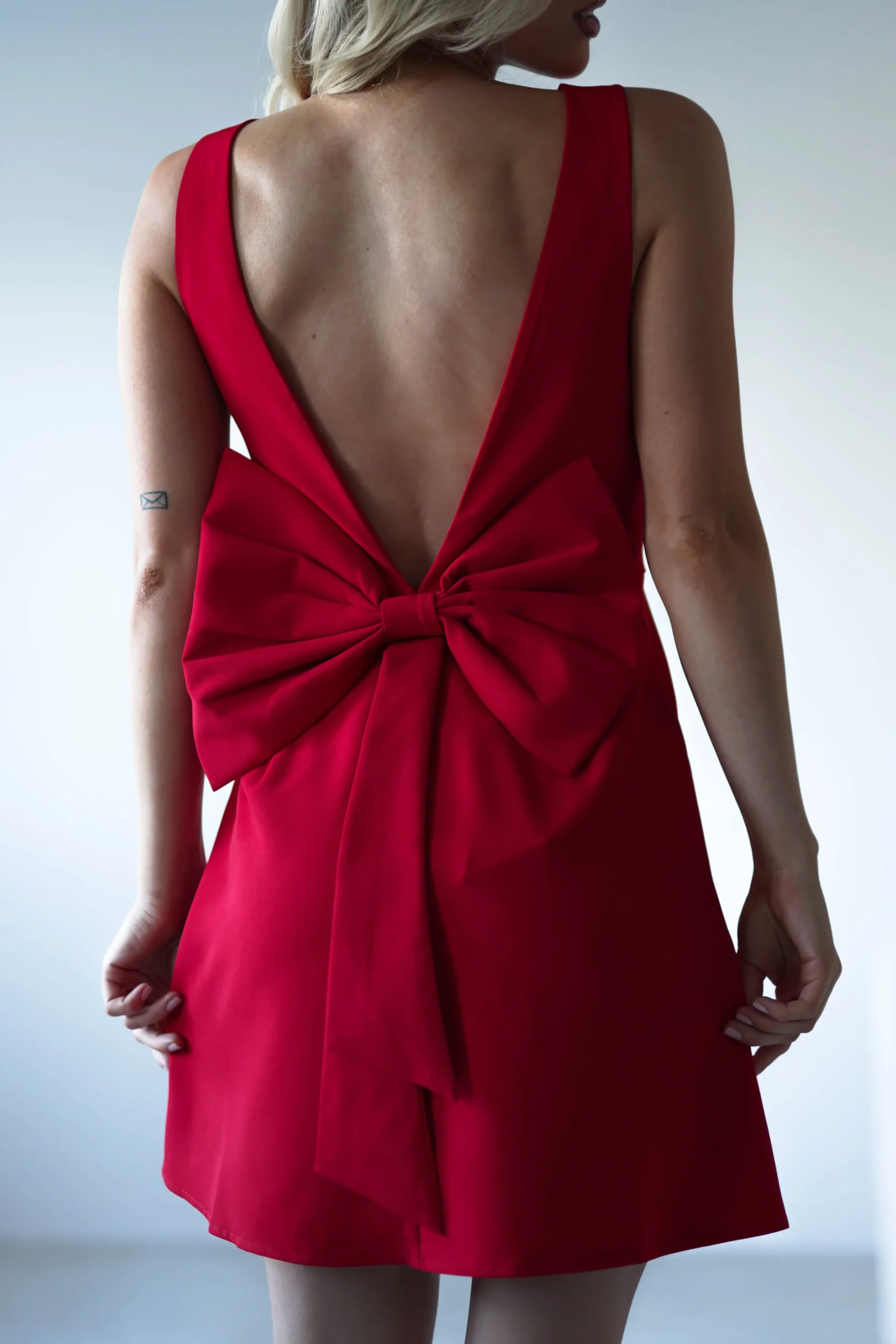 Emmie Bow Back Mini Dress | Red