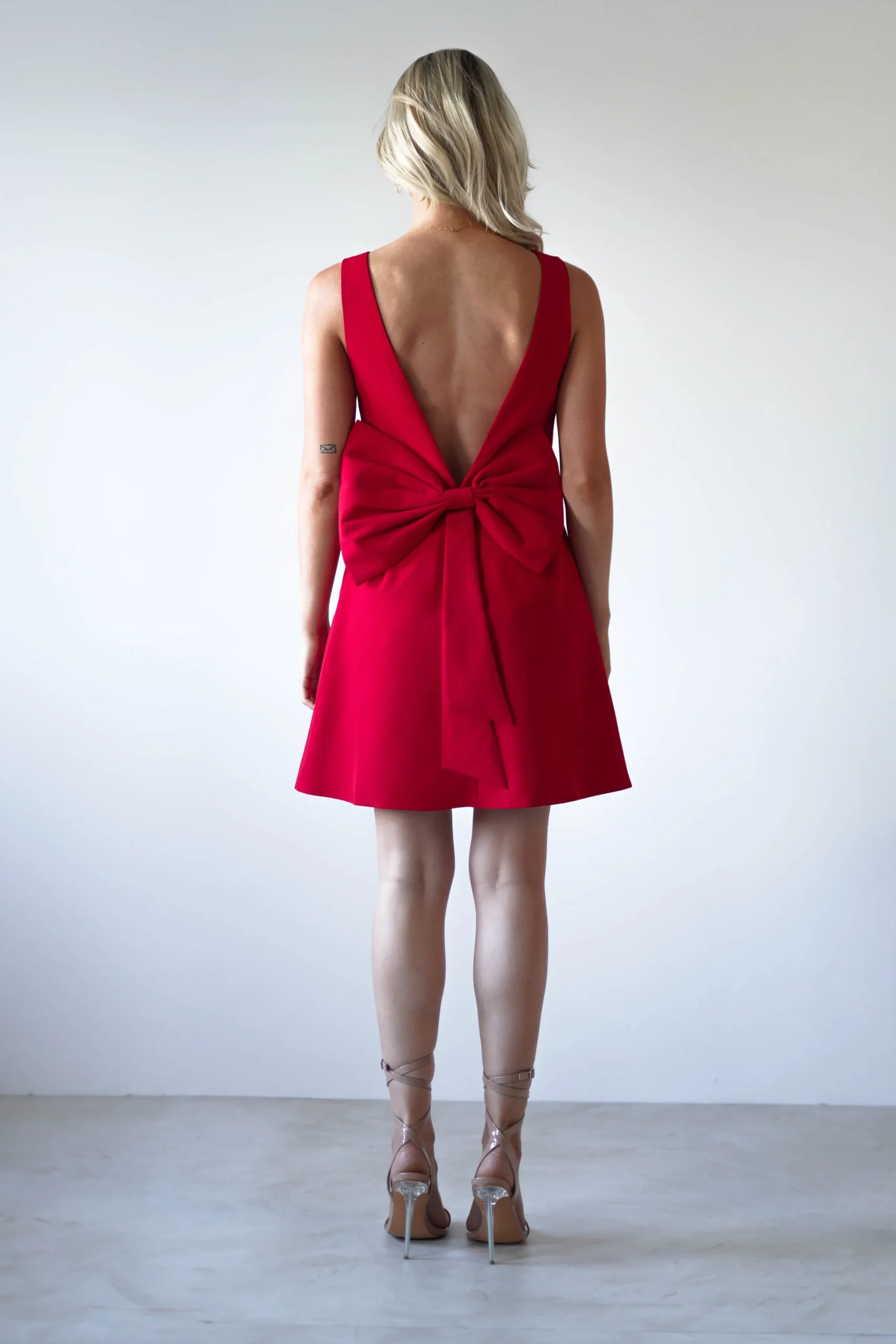 Emmie Bow Back Mini Dress | Red