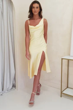 Esther Soft Satin Midi Dress | Yellow