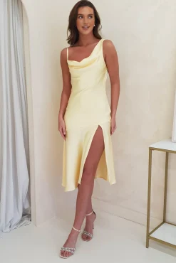 Esther Soft Satin Midi Dress | Yellow