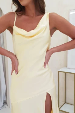 Esther Soft Satin Midi Dress | Yellow