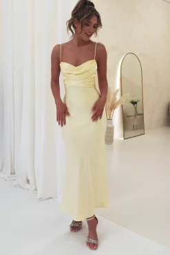 Everleigh Soft Satin Midi Dress | Butter Yellow