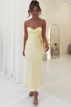 Everleigh Soft Satin Midi Dress | Butter Yellow