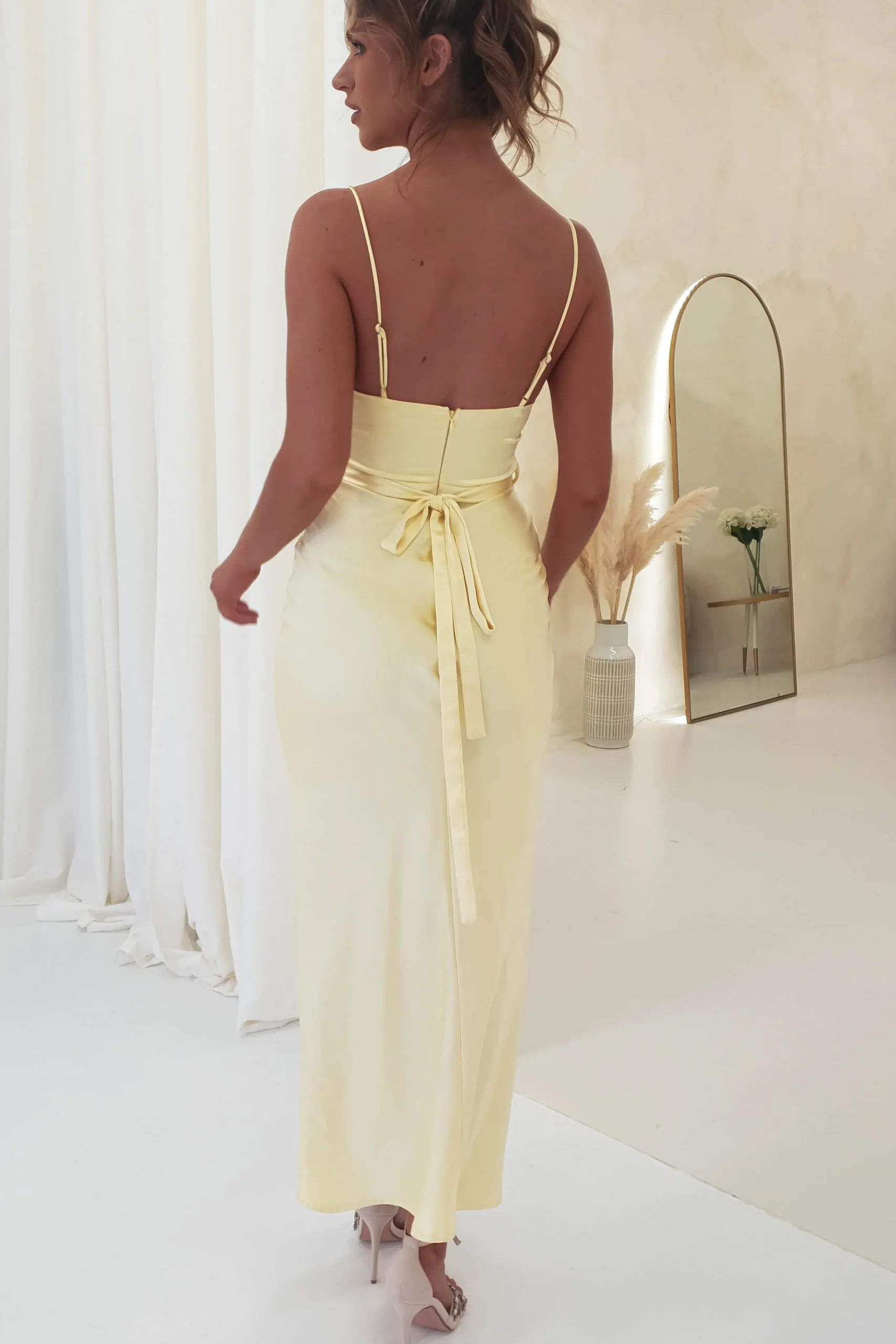 Everleigh Soft Satin Midi Dress | Butter Yellow
