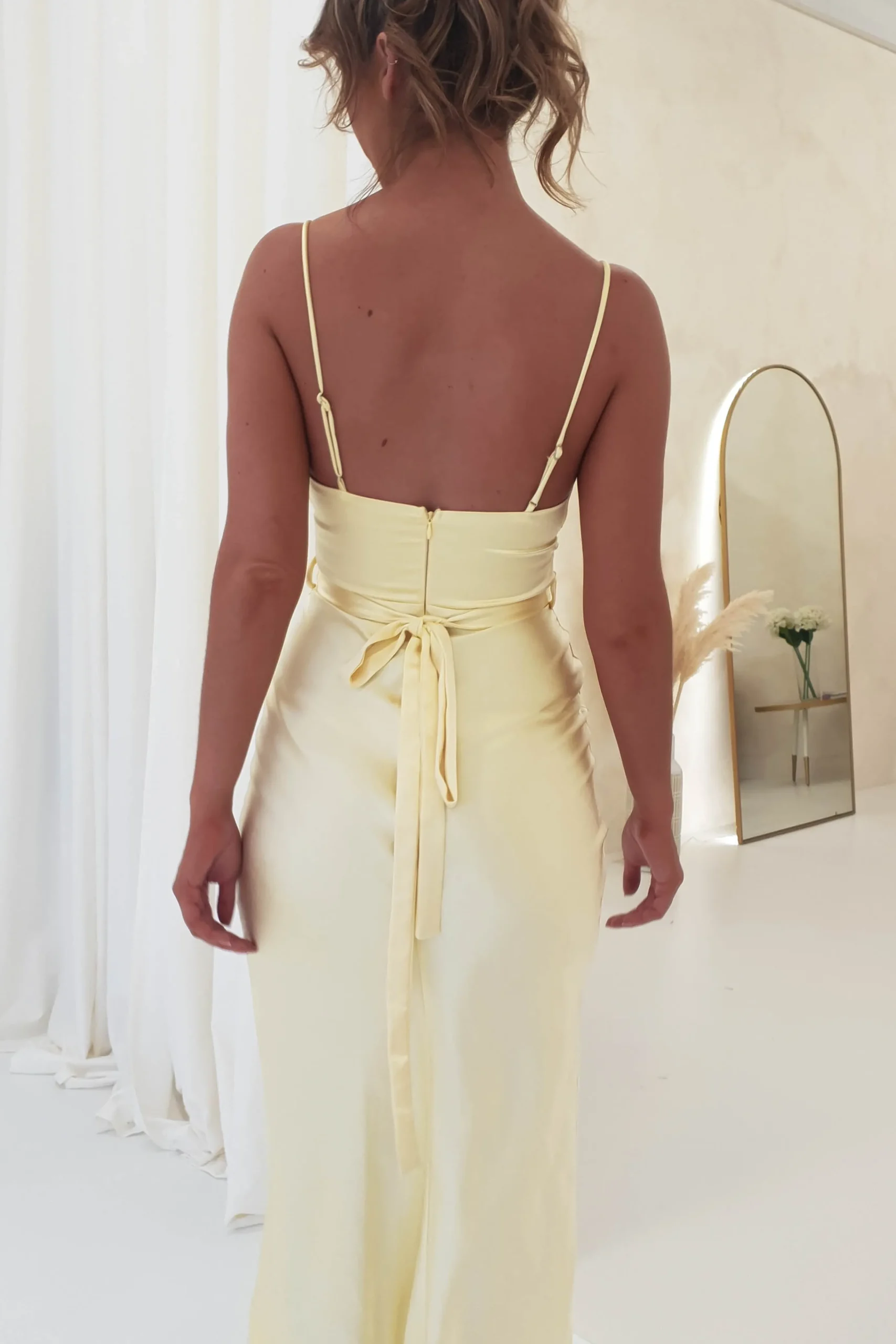 Everleigh Soft Satin Midi Dress | Butter Yellow