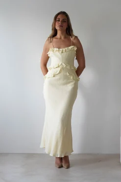 Faith Ruffle Cotton Maxi Dress | Yellow