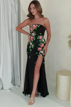 Floral Muse Sequin Luxe Gown | Black
