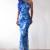 Genie Ruffle Printed Maxi Dress | Blue