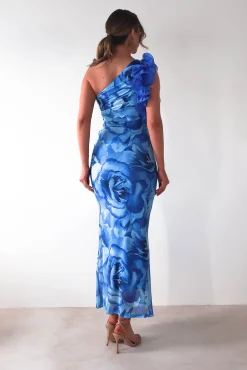 Genie Ruffle Printed Maxi Dress | Blue