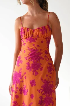 Gina Cotton Floral Maxi Dress | Orange/Pink