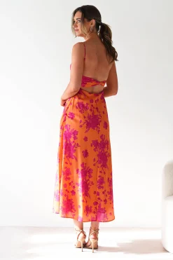 Gina Cotton Floral Maxi Dress | Orange/Pink
