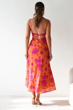 Gina Cotton Floral Maxi Dress | Orange/Pink