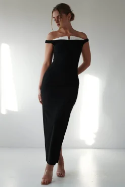 Glenda Contrast Bodycon Midaxi | Black